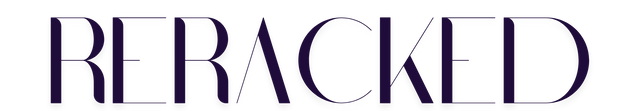 The word 'RERACKED' in a stylized font with a purple color.