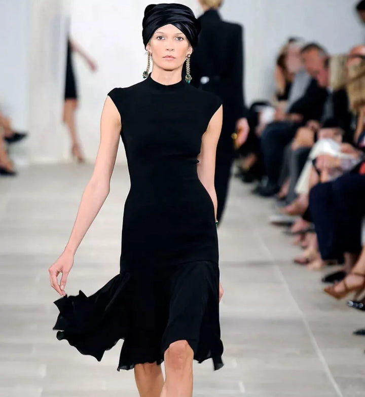 Mock Neck Black Silk Dress - SS 2009 Collection - RERACKED