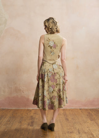Look 02 — Sand Floral Suede Vest &amp; Skirt