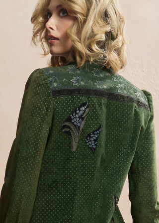 Look 04 — Forest Green Dotted Suede Shirt Jacket &amp; Trousers