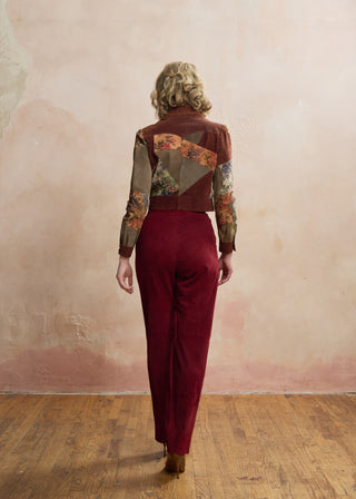 Look 06 — Rust Floral Patchwork Jacket &amp; Wine Suede Trousers