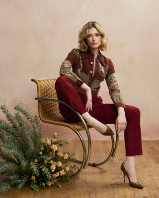 Look 06 — Rust Floral Patchwork Jacket &amp; Wine Suede Trousers