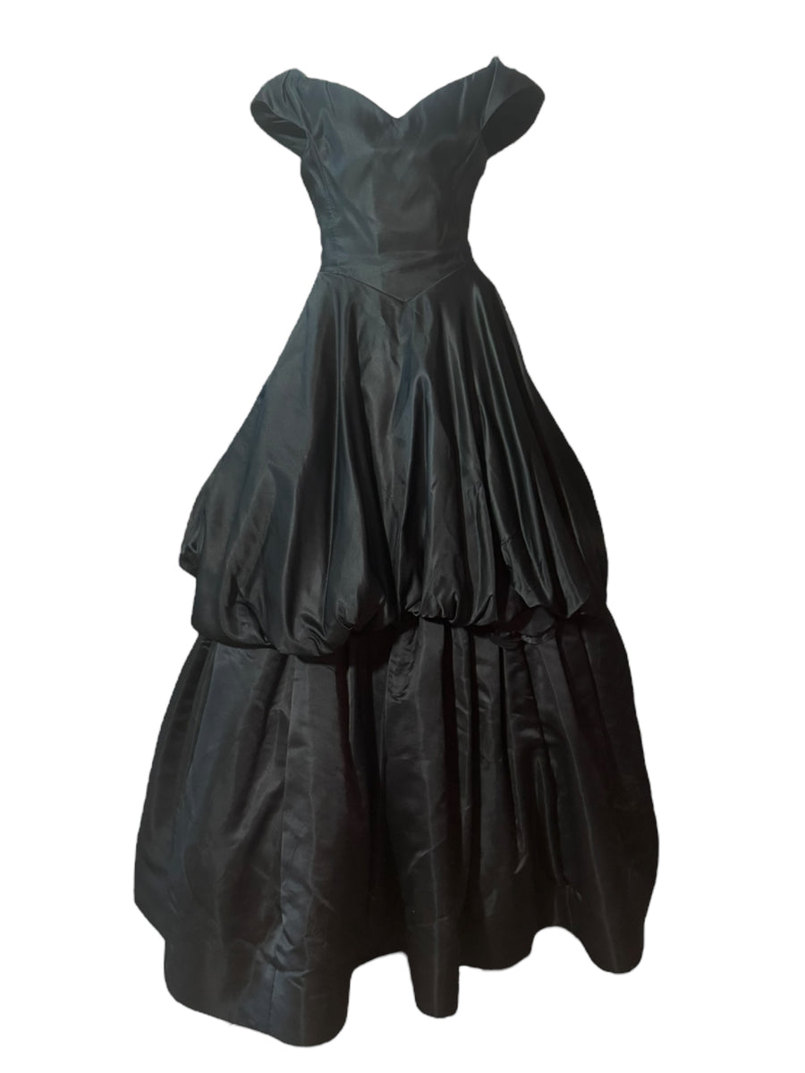 Scassi Boutique Off the Shoulder Black Gown front