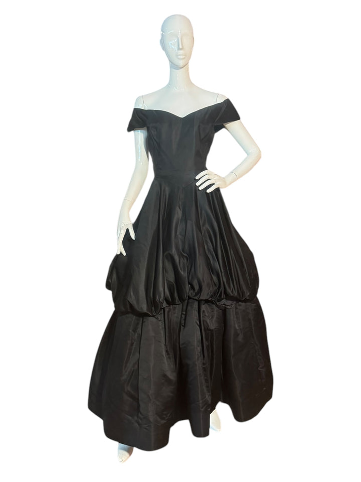 Scassi Boutique Off the Shoulder Black Gown front