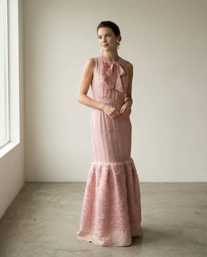 Valentino Garavani Blush Pink Silk Ruffle Halter Evening Gown – RERACKED