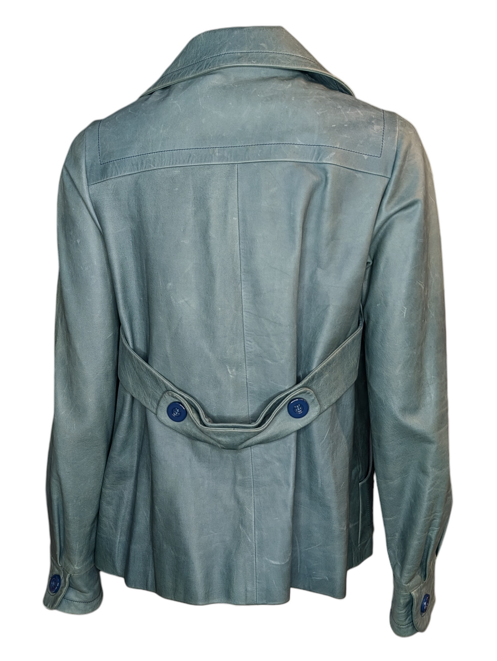 Back view of Chloé vintage leather jacket with adjustable belt detail