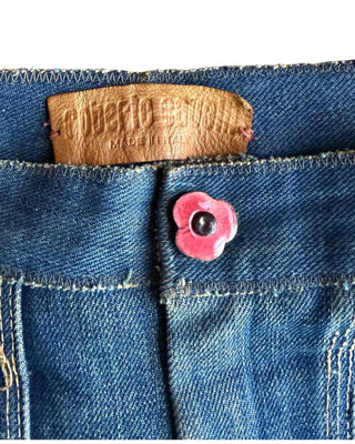 Look 10 — Denim "Yes"  Patchwork Bell Bottoms with Painted Suede Panels
