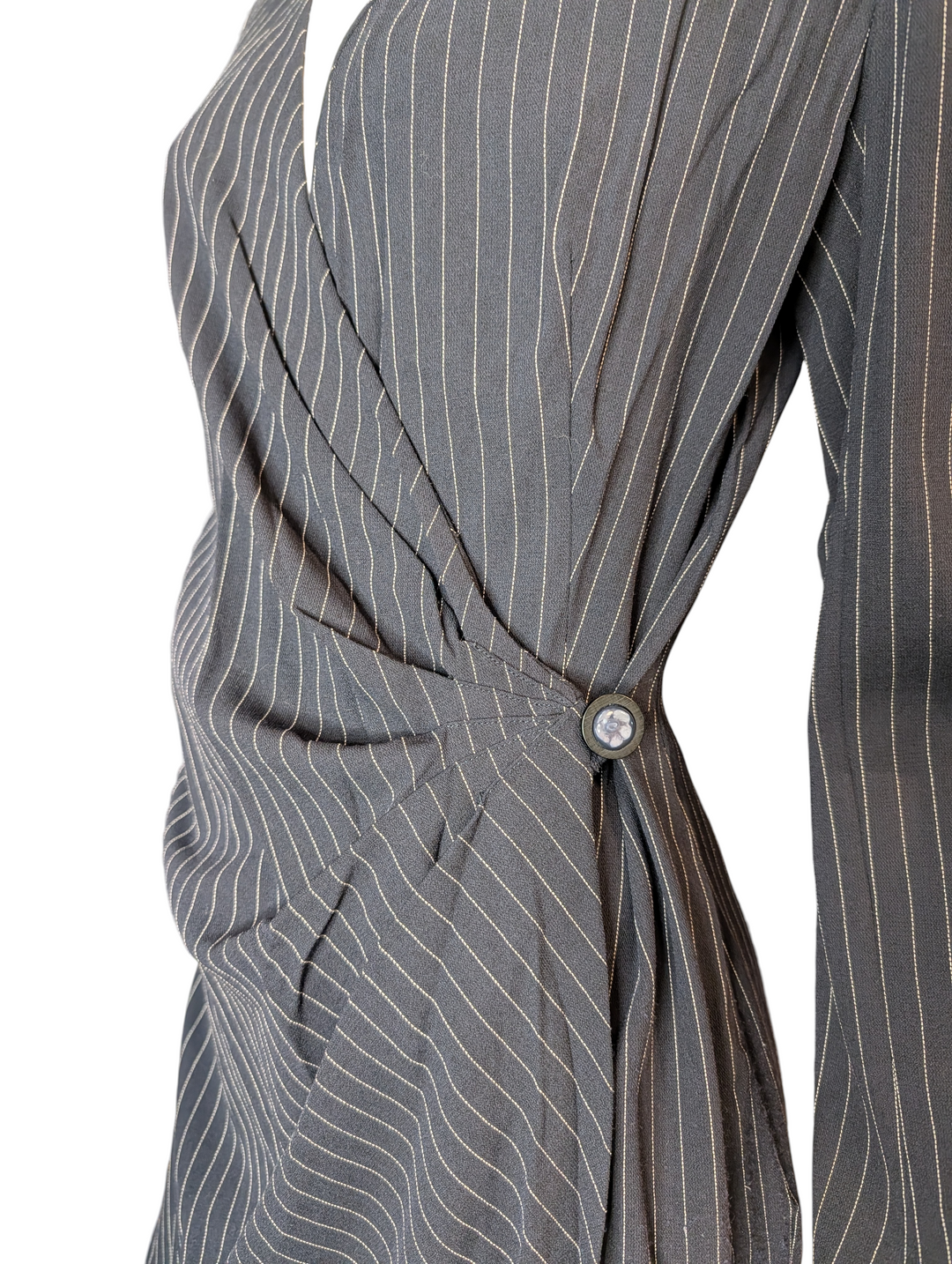 Emanuel Ungaro Parallèle Pinstripe Wool Wrap Dress