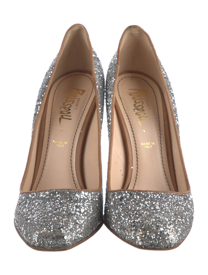 Jerome C. Rousseau Silver Glitter Round-Toe Pump, 38