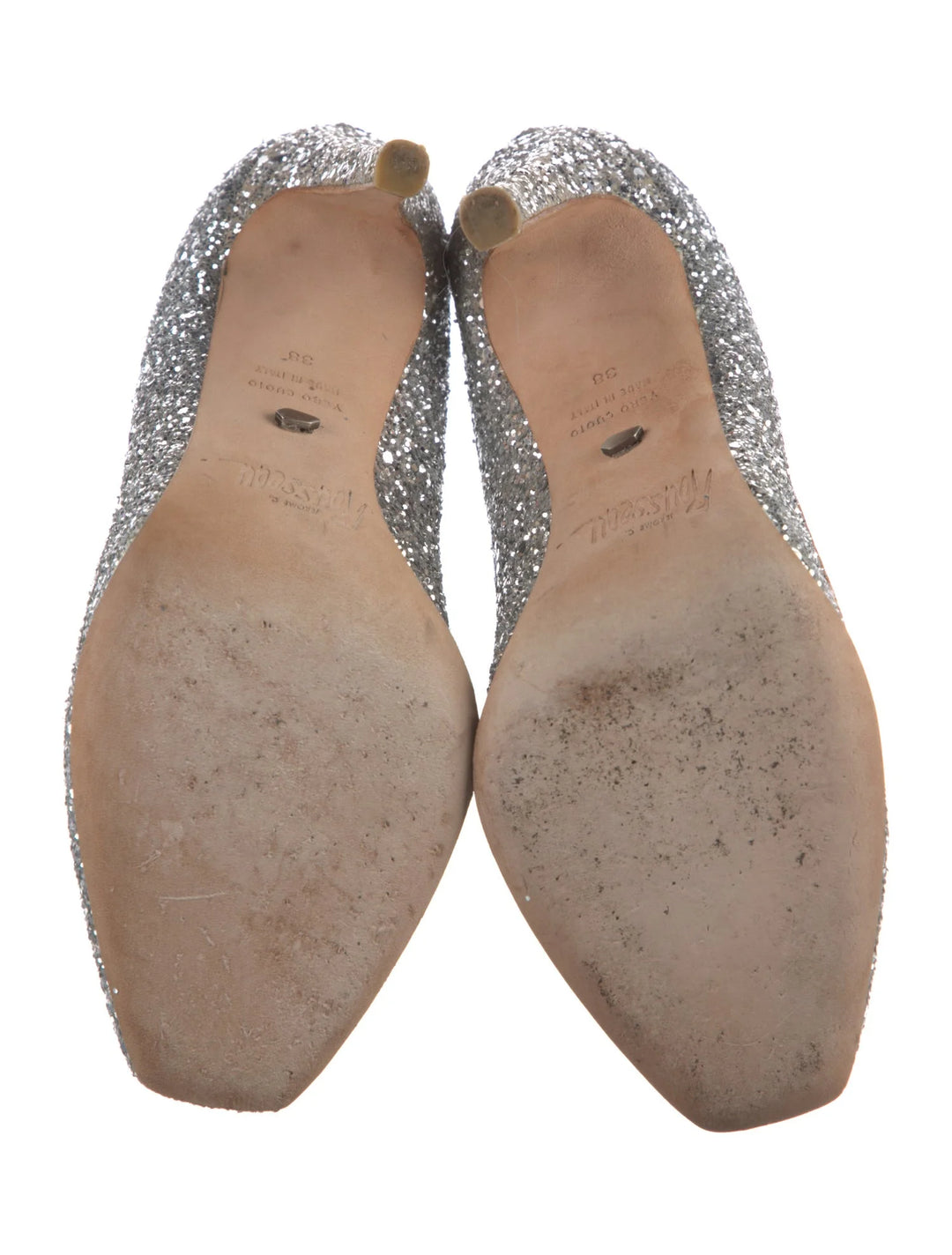 Jerome C. Rousseau Silver Glitter Round-Toe Pump, 38
