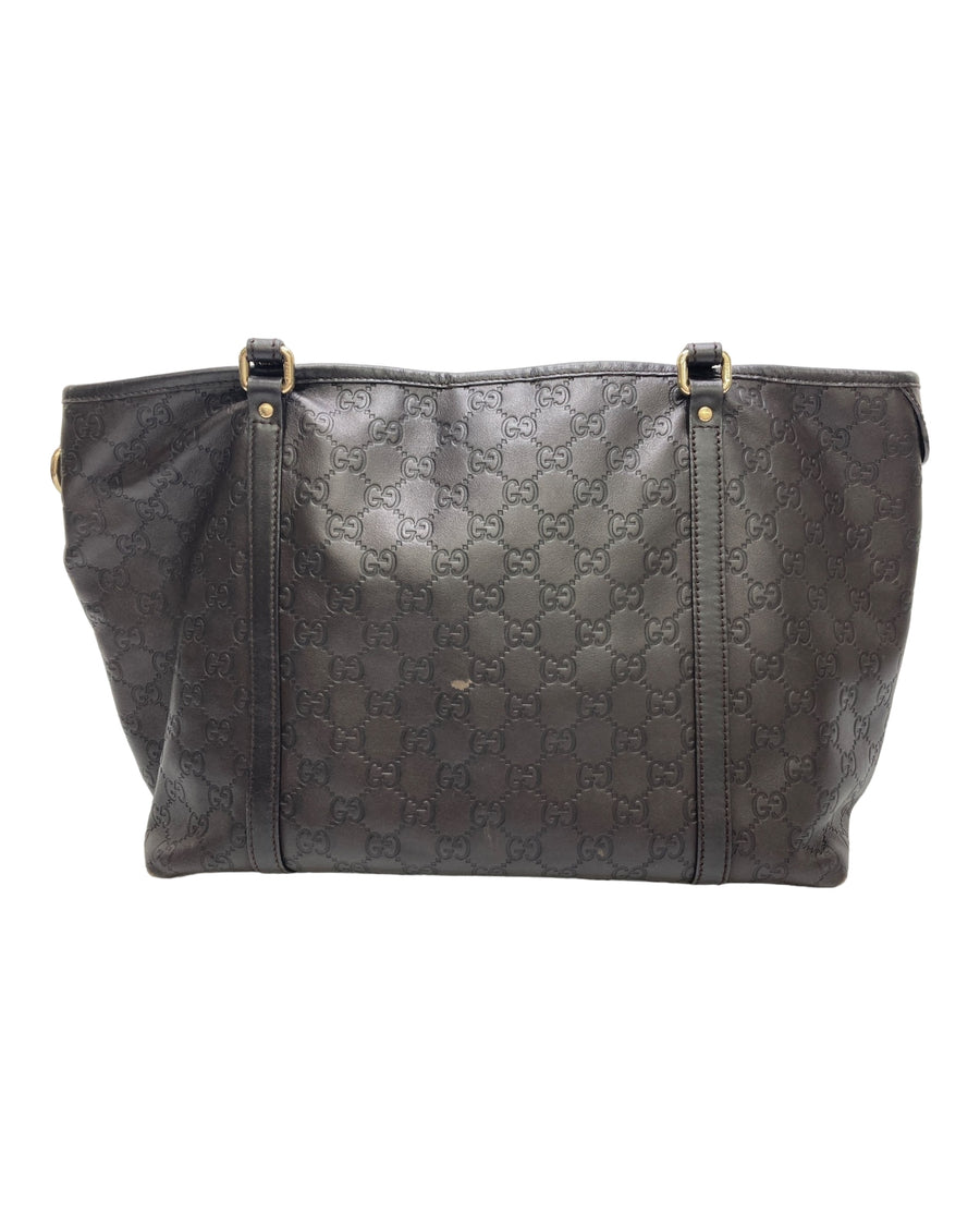 gucci guccissimo tote in brown leather embossed gg