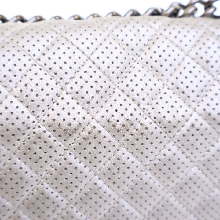 Chanel Medium Silver Lambskin Perforated Boy Bag