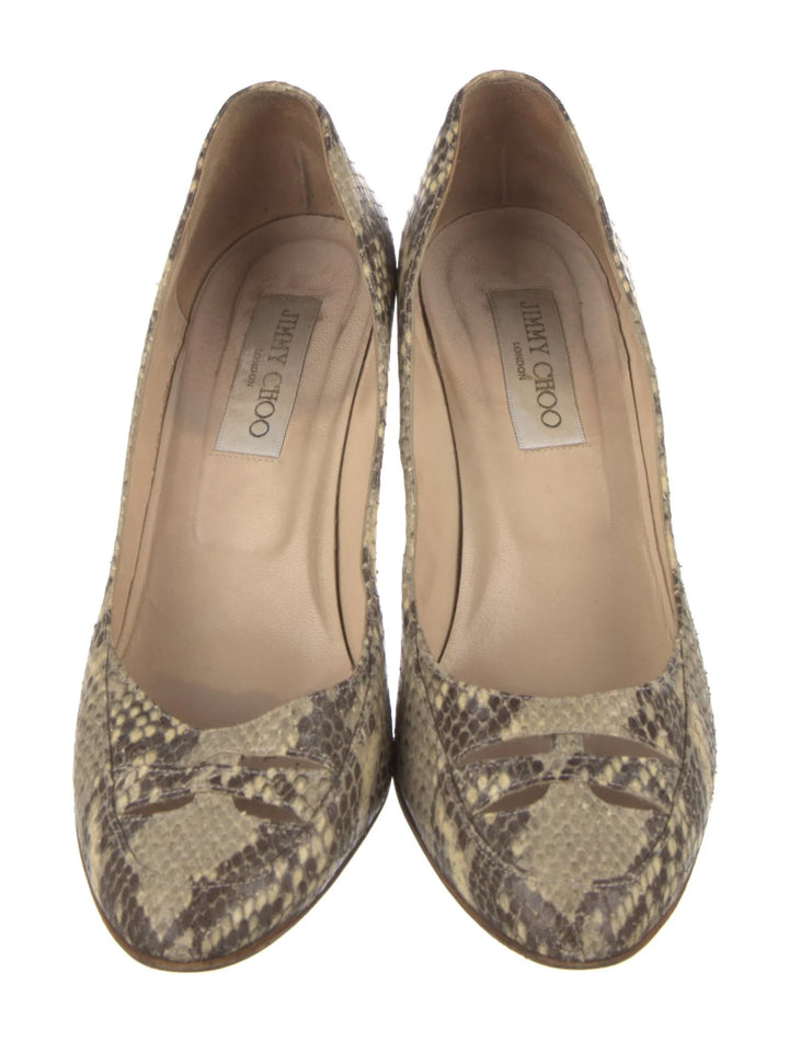 Jimmy Choo Natural Snakeskin Round-Toe Pump, 39