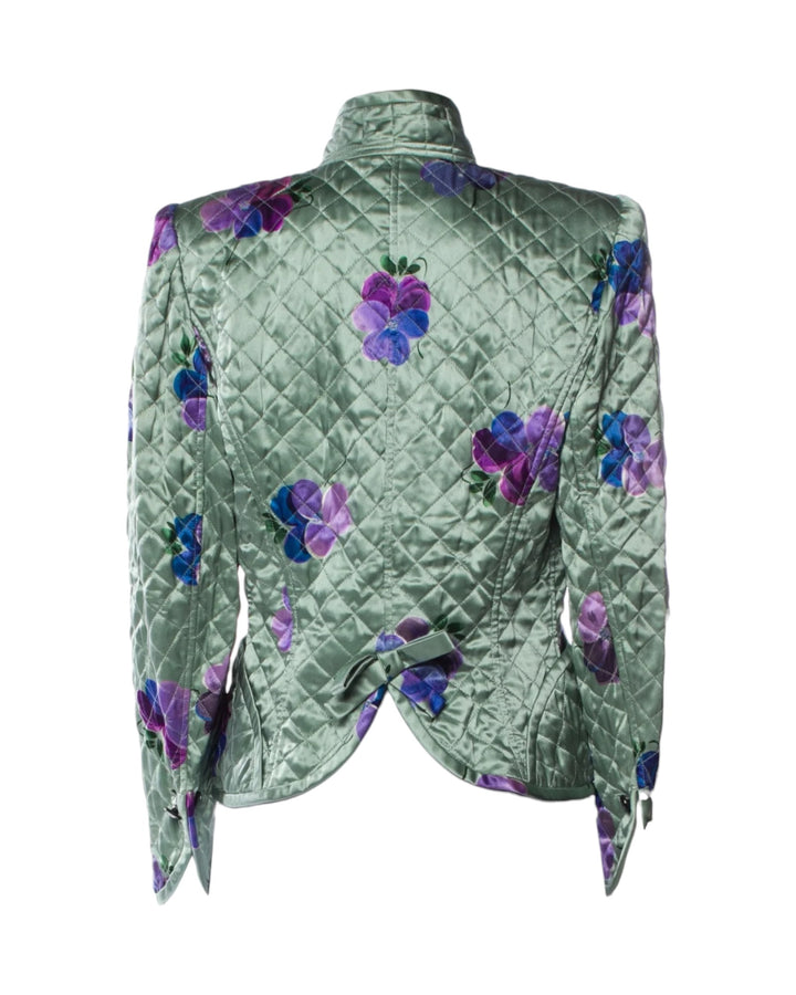 Mint + Purple Floral Silky Jacket Emanuel Ungaro Jacket